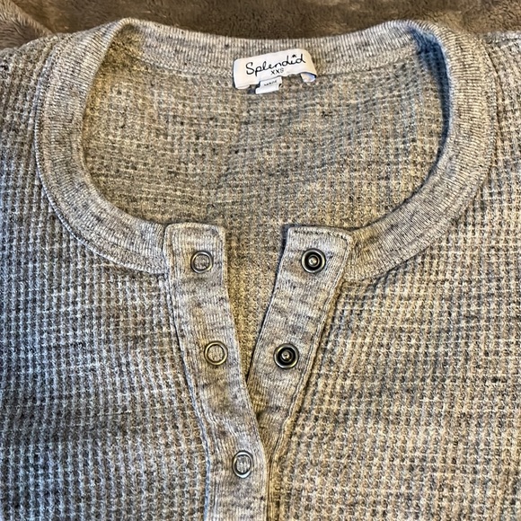 Splendid Women’s Long Sleeve Thermal Henley Shirt - Picture 4 of 6
